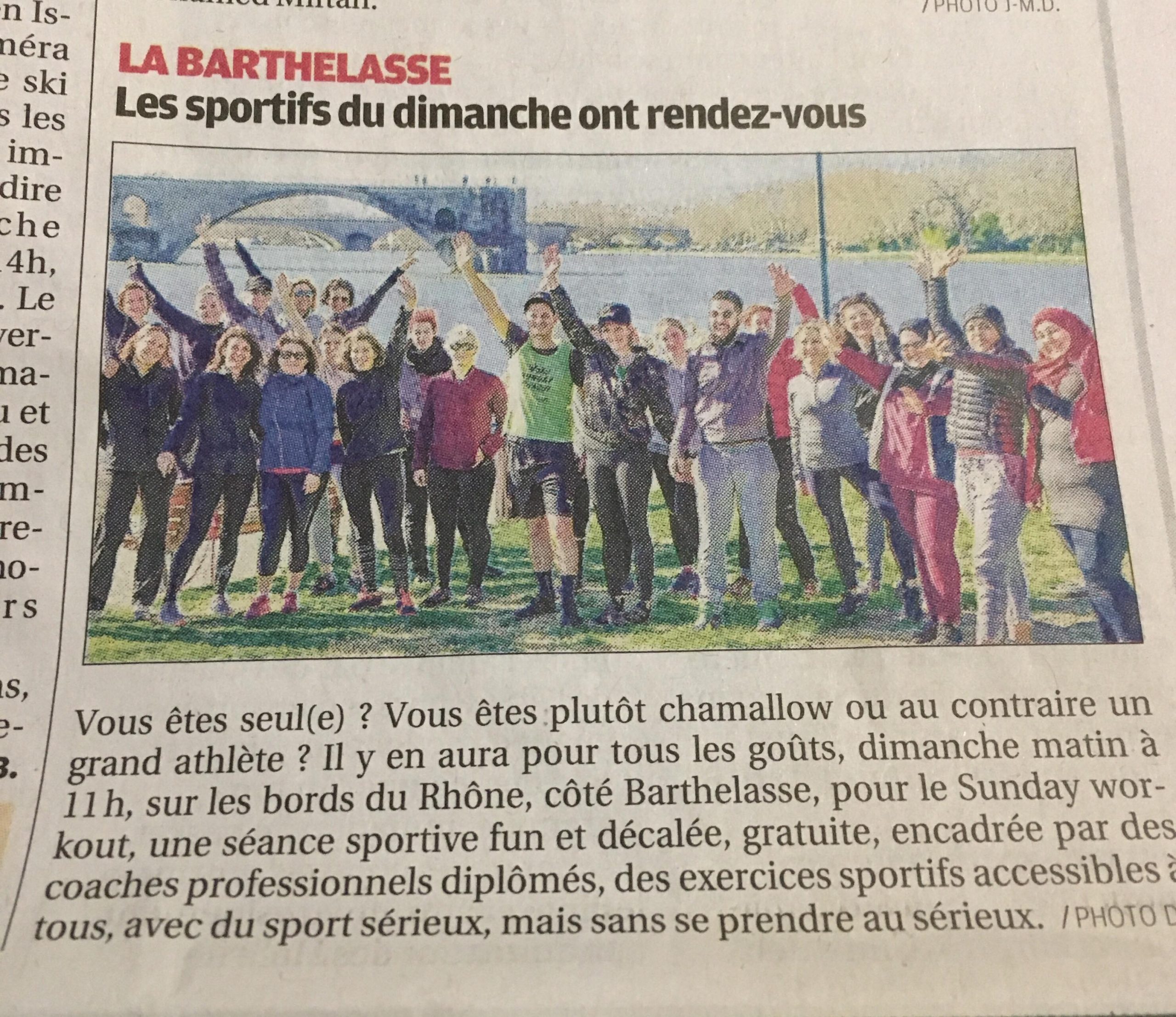 article de presse sur l'évènement Sunday Workout Barthelasse Avignon